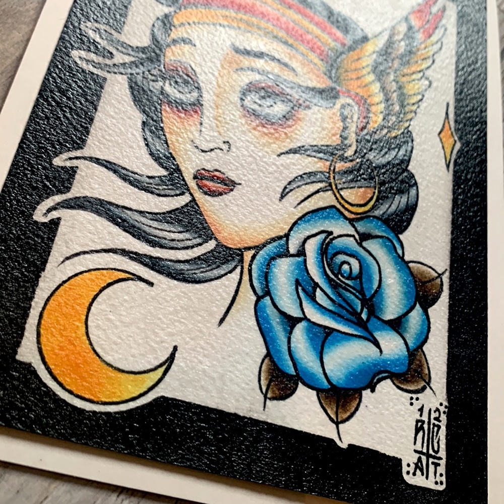 ORIGINAL PAINTING Tattoo Neo Traditional Artwork Design - Picture 4 of 7